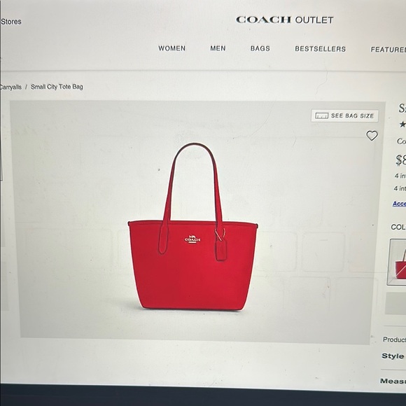 Coach Small City Tote in Chalk - Picture 5 of 5